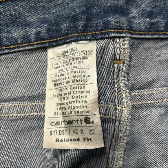 Men’s Carhartt Relaxed Fit Blue Jeans Size 42x30 - Picture 4 of 4